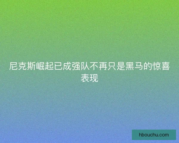 尼克斯崛起已成强队不再只是黑马的惊喜表现